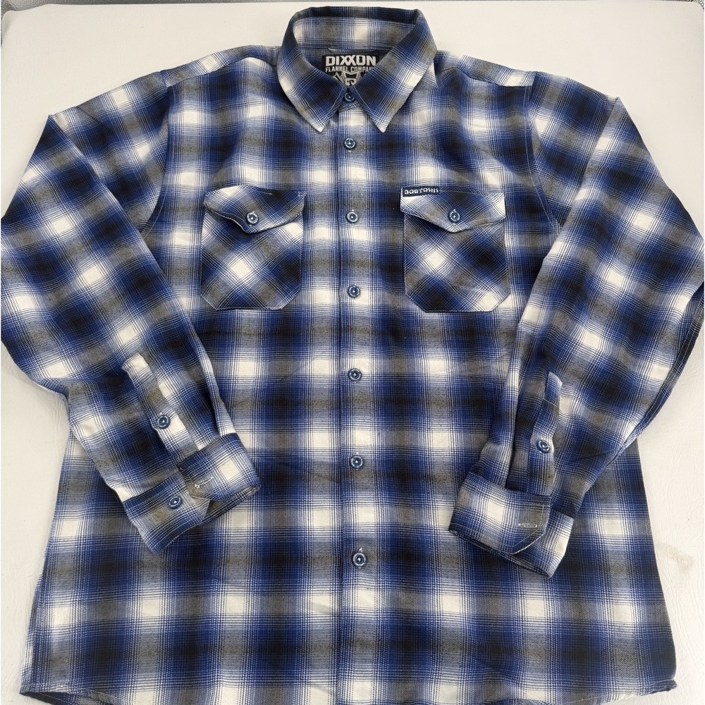 Dixxon Flannel DogTown Men's L Large Blue Plaid Button Up Shirt